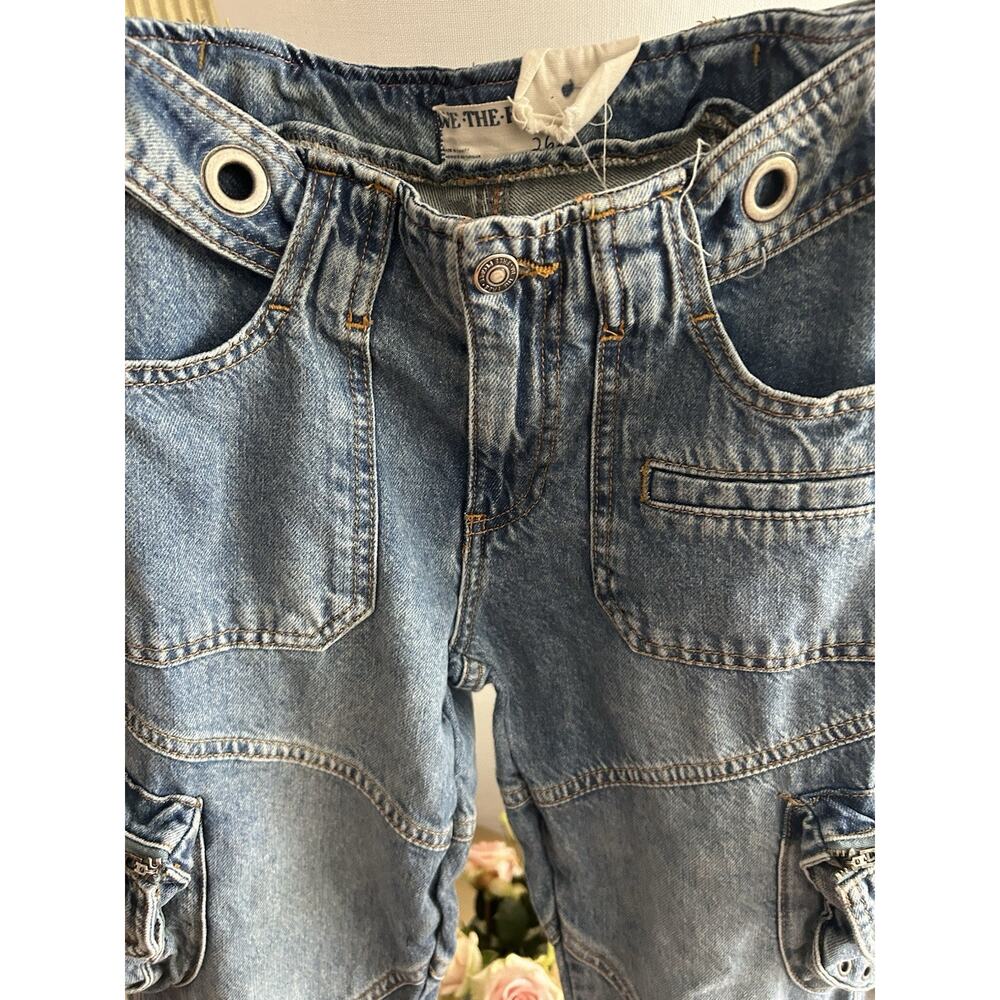 Free People Call Me Crazy Cargo Jeans 26 We The Free Grommet Waist Blue - Picture 8 of 16